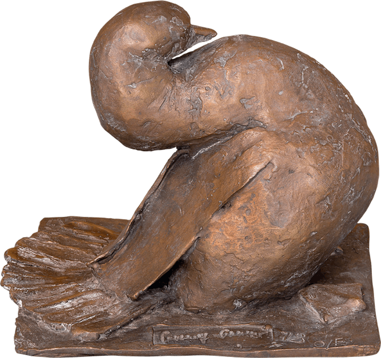 Bronzefigur Sitzende Ente von Gotthelf Schlotter