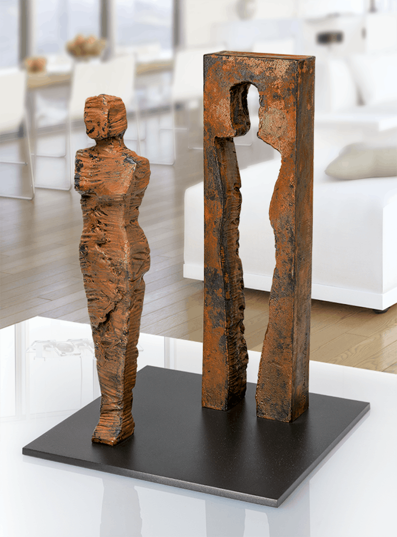 Bronzeskulptur-Kubus-Frau
