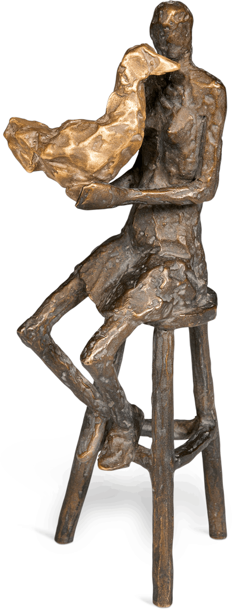 Bronzefigur Frau mit Vogel von Marianne Mostert