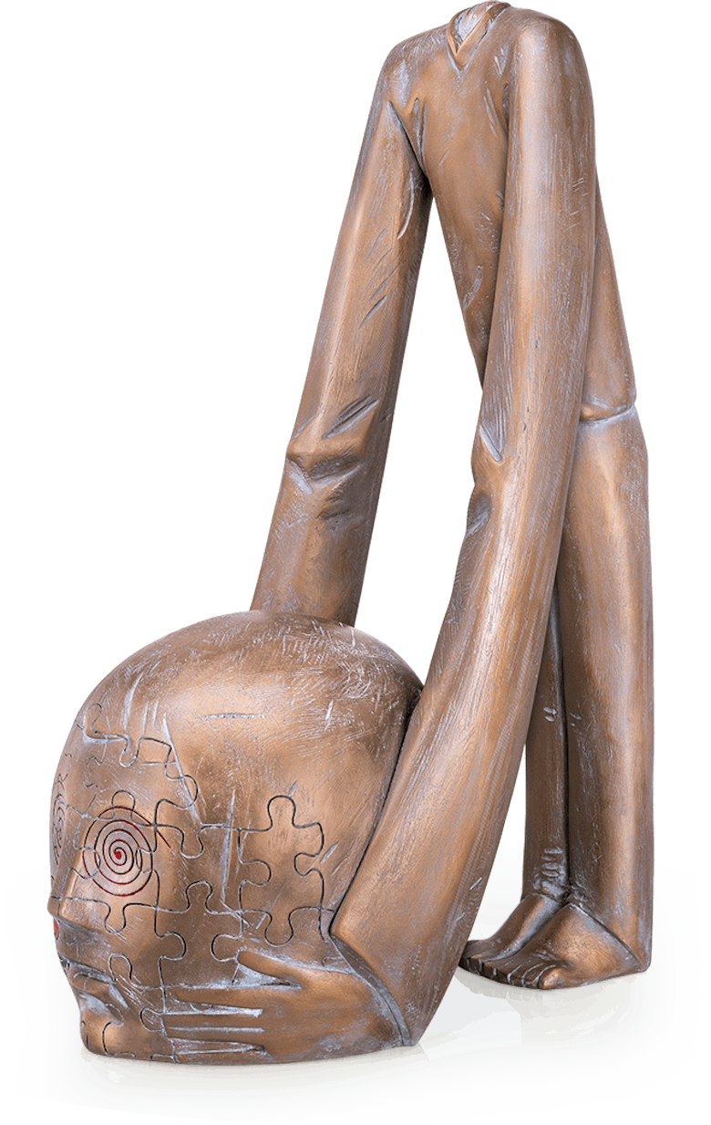 Bronzefigur Ups! von Ivar Lardschneider