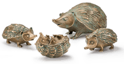 Igelfamilie aus Bronze im Set
