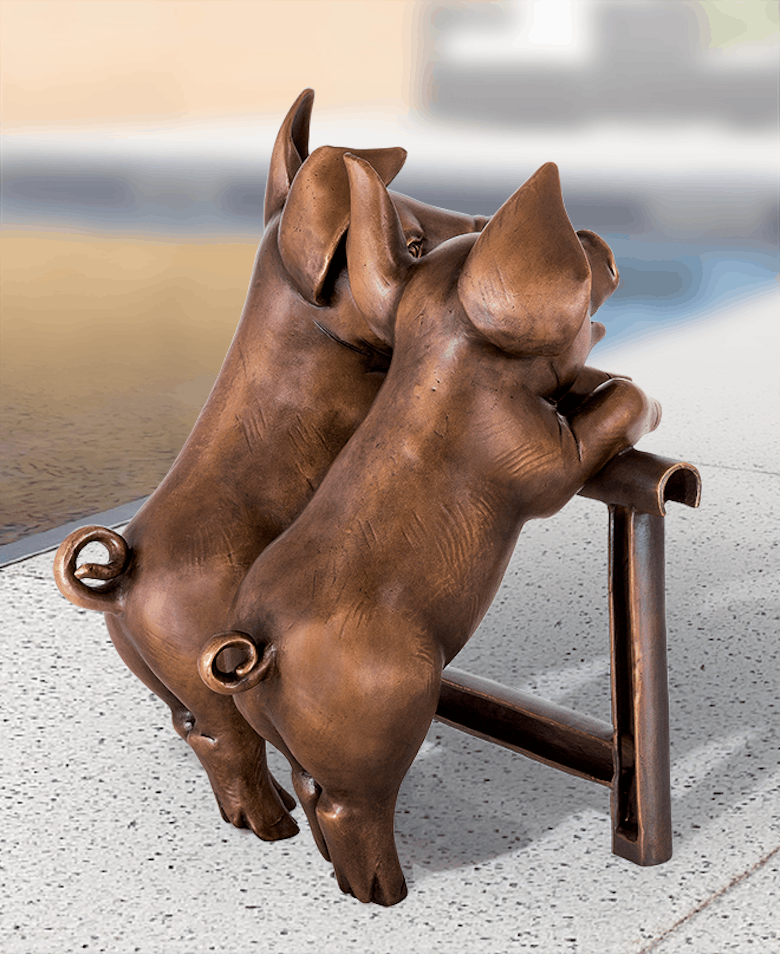 Bronzefigur Beste Freunde von Atelier Strassacker