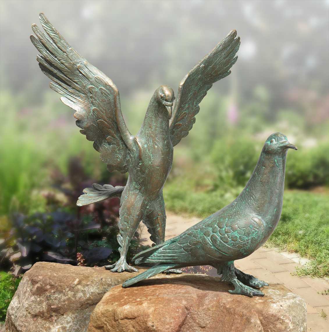 Bronzeskulptur Taube Dekoration für Heim und Garten 